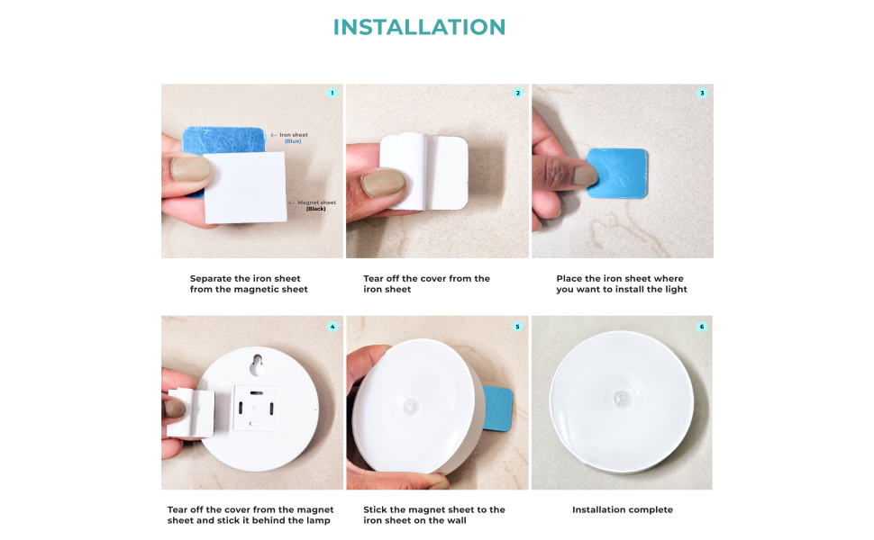 Adhesive LED nightlight for home